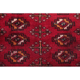 Vintage Handmade Woolen Geometric Balouch Persian Rug - 7'7" x 2'2" runner