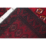 Vintage Handmade Woolen Geometric Balouch Persian Rug - 7'7" x 2'2" runner