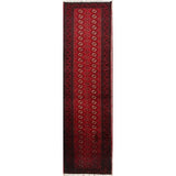 Vintage Handmade Woolen Geometric Balouch Persian Rug - 7'7" x 2'2" runner