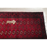 Vintage Handmade Woolen Geometric Balouch Persian Rug - 7'7" x 2'2" runner