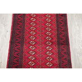 Vintage Handmade Woolen Geometric Balouch Persian Rug - 7'7" x 2'2" runner