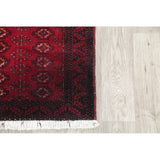 Vintage Handmade Woolen Geometric Balouch Persian Rug - 7'7" x 2'2" runner
