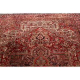 Vintage Heriz Geometric Hand Knotted Wool Persian Area Rug - 12'8" x 9'2"