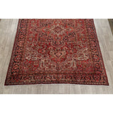 Vintage Heriz Geometric Hand Knotted Wool Persian Area Rug - 12'8" x 9'2"