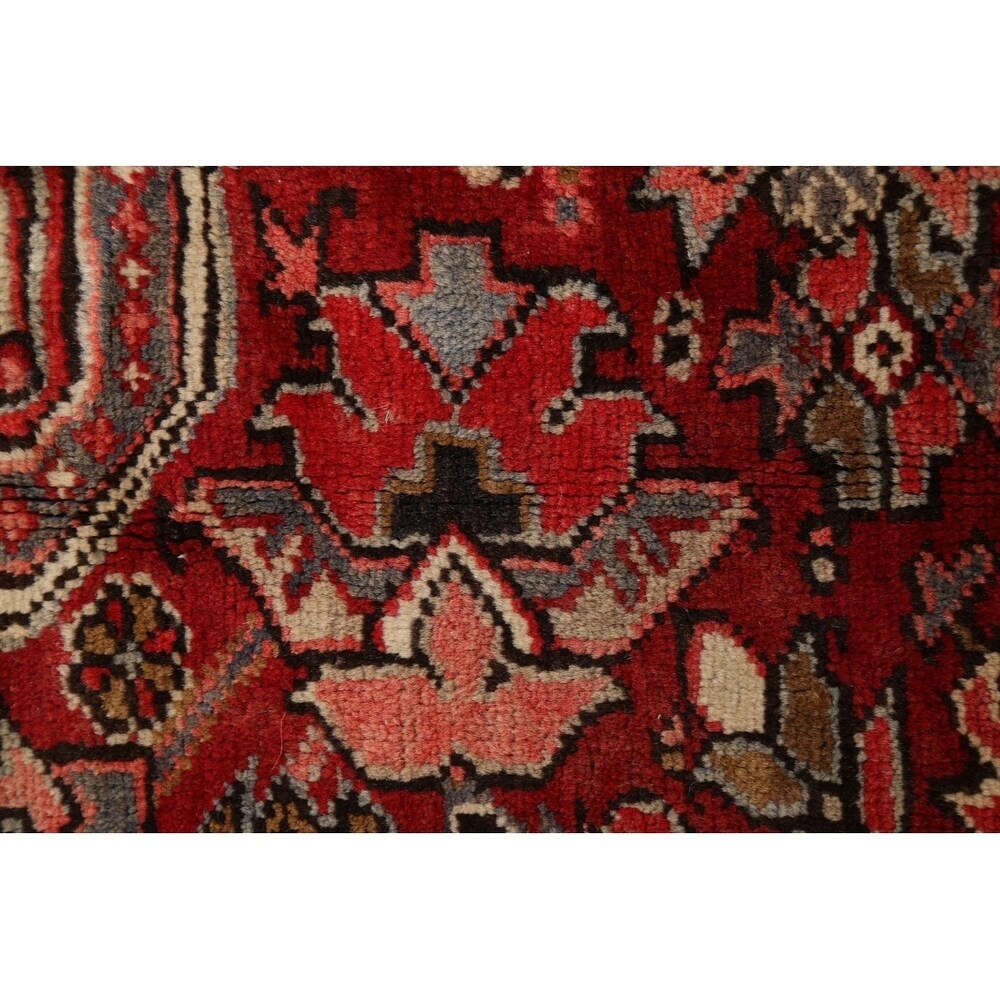 Vintage Heriz Geometric Hand Knotted Wool Persian Area Rug - 12'8" x 9'2"