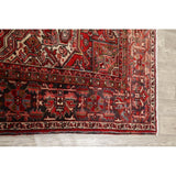 Vintage Heriz Geometric Hand Knotted Wool Persian Area Rug - 12'8" x 9'2"