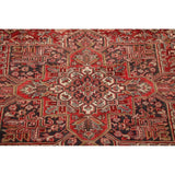 Vintage Heriz Geometric Hand Knotted Wool Persian Area Rug - 12'8" x 9'2"