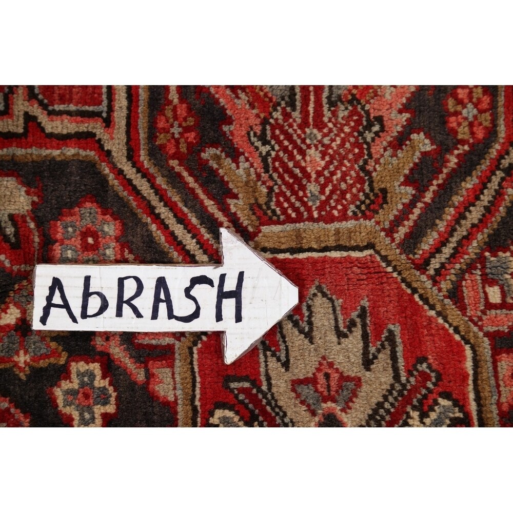 Vintage Heriz Geometric Hand Knotted Wool Persian Area Rug - 12'8" x 9'2"