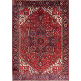 Vintage Heriz Geometric Hand Knotted Wool Persian Area Rug - 13'3" x 9'7"