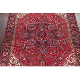 Vintage Heriz Geometric Hand Knotted Wool Persian Area Rug - 13'3" x 9'7"