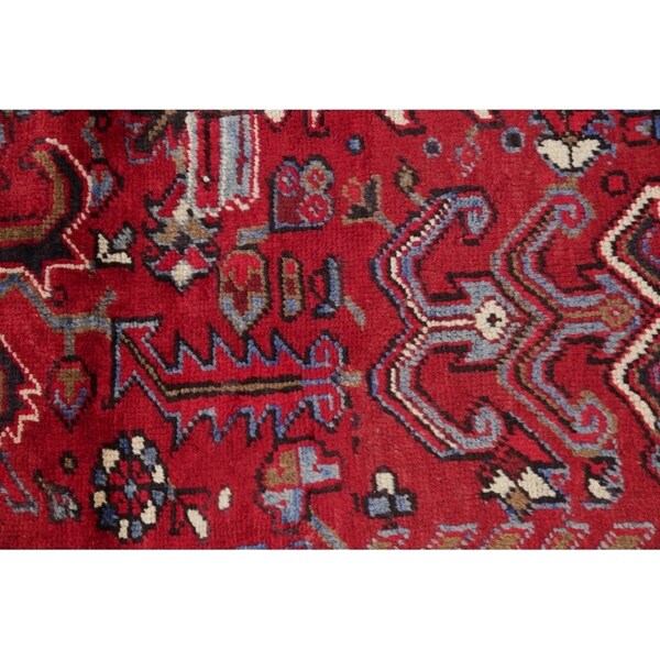 Vintage Heriz Geometric Hand Knotted Wool Persian Area Rug - 13'3" x 9'7"