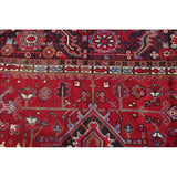 Vintage Heriz Geometric Hand Knotted Wool Persian Area Rug - 13'3" x 9'7"