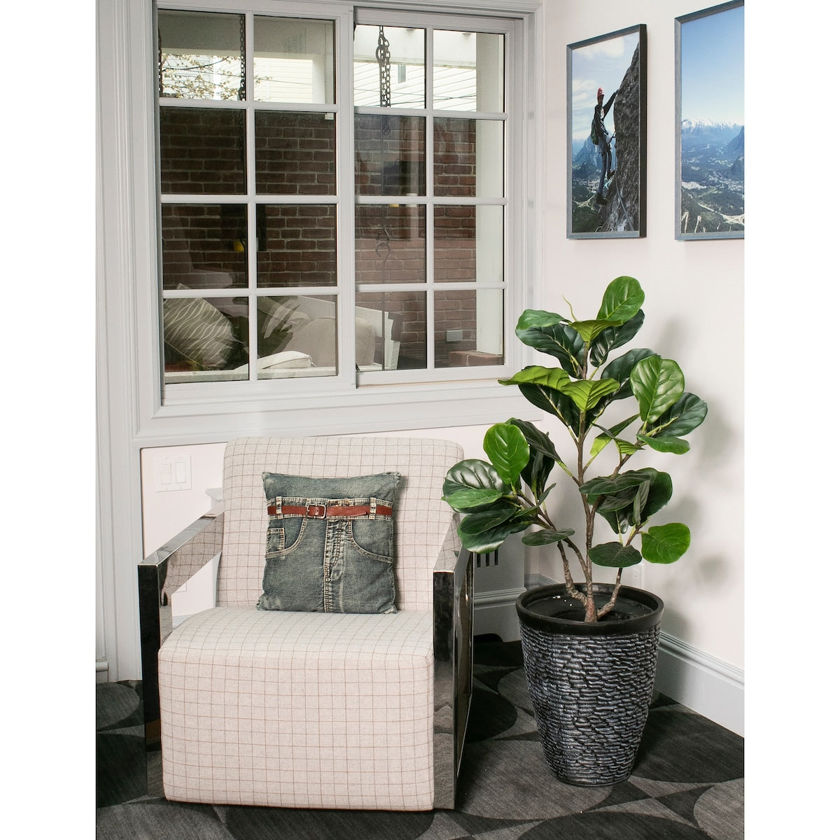 Vintage Home 37" High Faux Fig Tree With Fiberstone Planter For Home Decor - Green