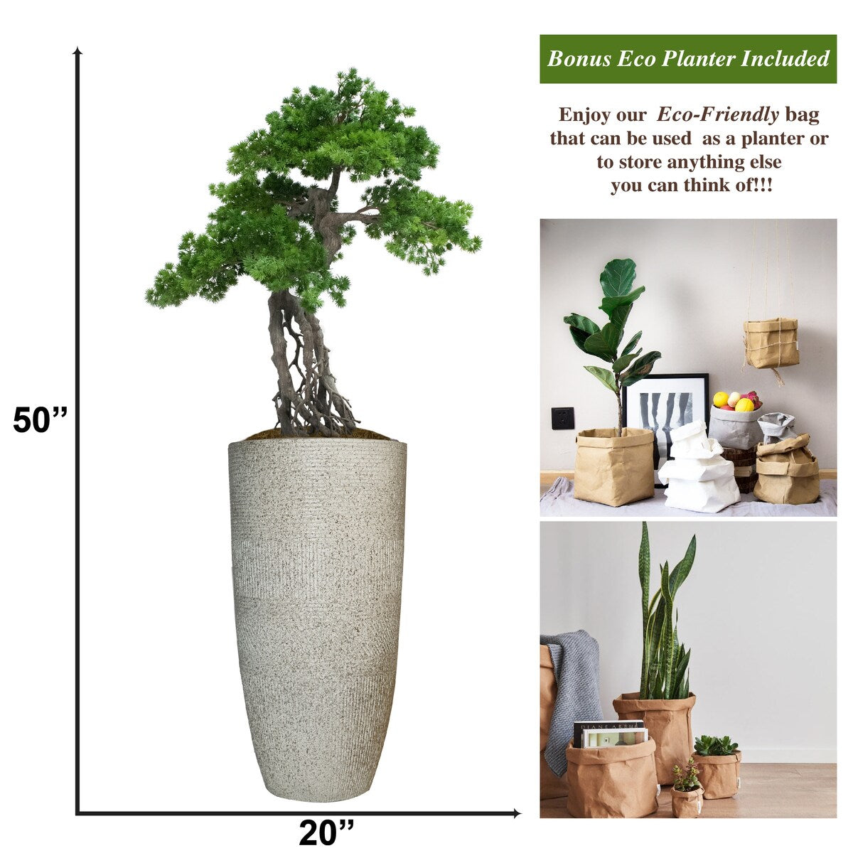 Vintage Home Artificial Faux Real Touch 4.17 Ft Pine Tree In Planter - Green - 50" Tall