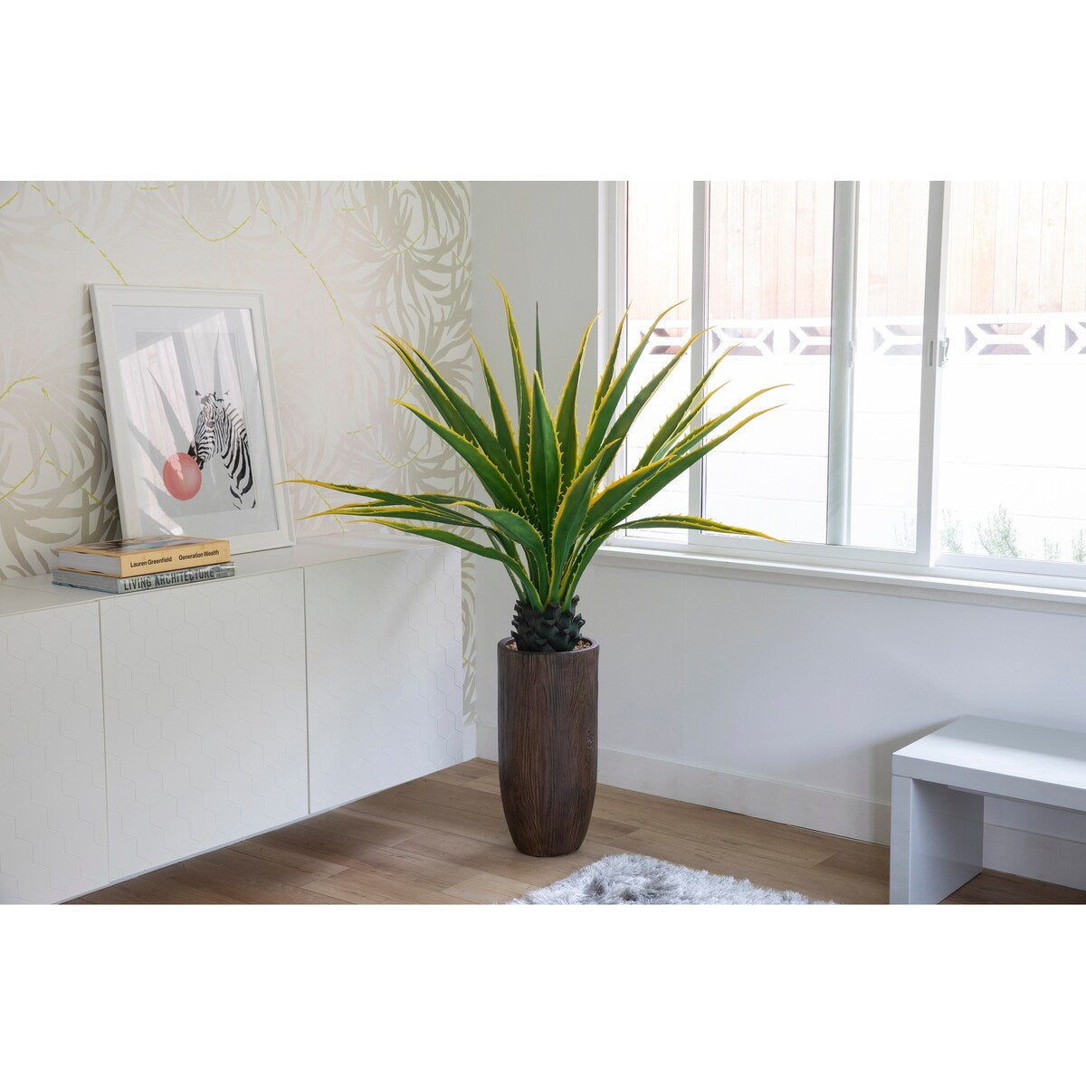 Vintage Home Artificial Faux Real Touch 5.67 Feet Tall Agava 27LVs With Fiberstone Planter - 68"