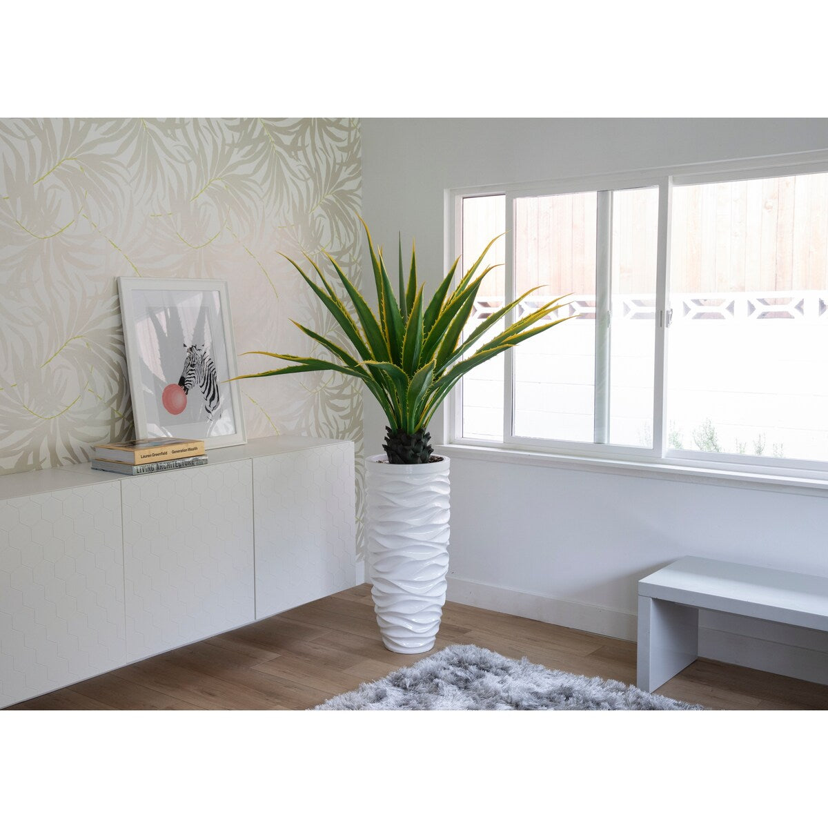 Vintage Home Artificial Faux Real Touch 5.67 Feet Tall Agava 27LVs With Fiberstone Planter - 68"