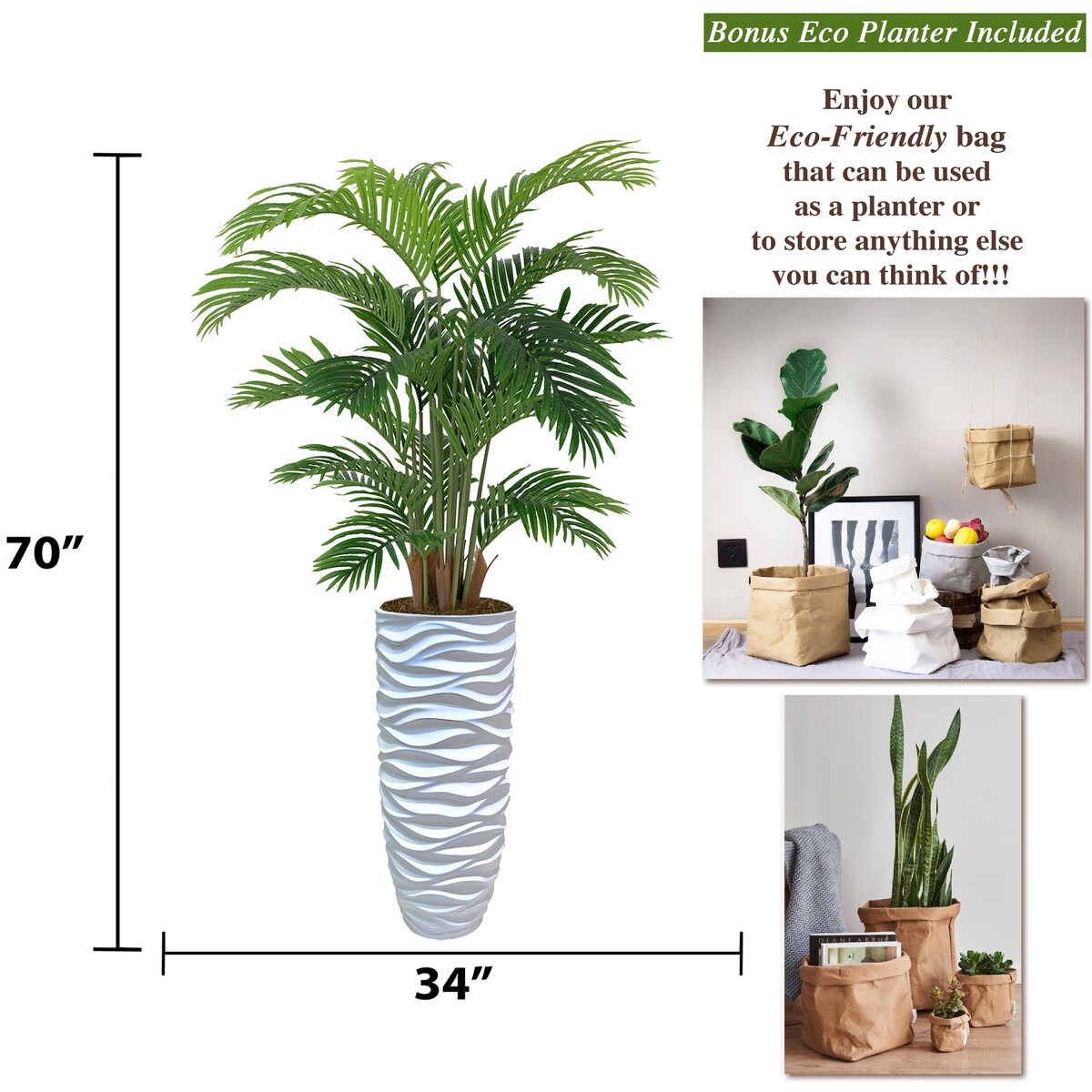 Vintage Home Artificial Faux Real Touch 5.84 Ft Palm Tree In Planter - Green - 70" Tall