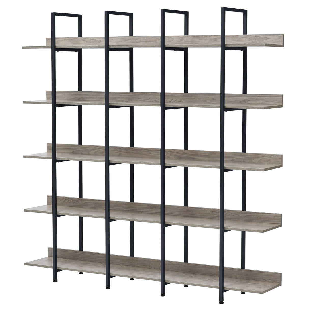 Vintage Industrial-Style 5-Tier Bookcase with Metal Frame and MDF Board for Home Office