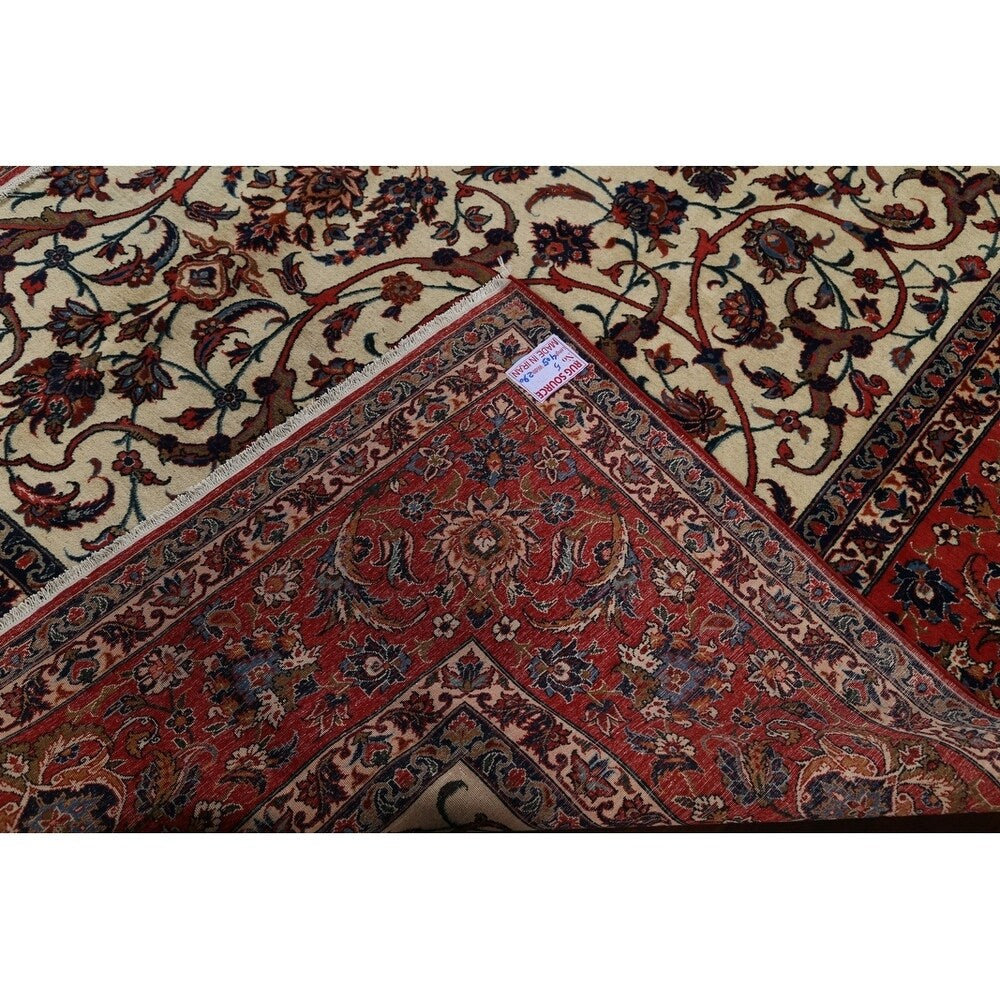 Vintage Isfahan Medallion Hand Knotted Wool Persian Area Rug - 13'1" x 9'4"