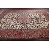 Vintage Isfahan Medallion Hand Knotted Wool Persian Area Rug - 13'1" x 9'4"