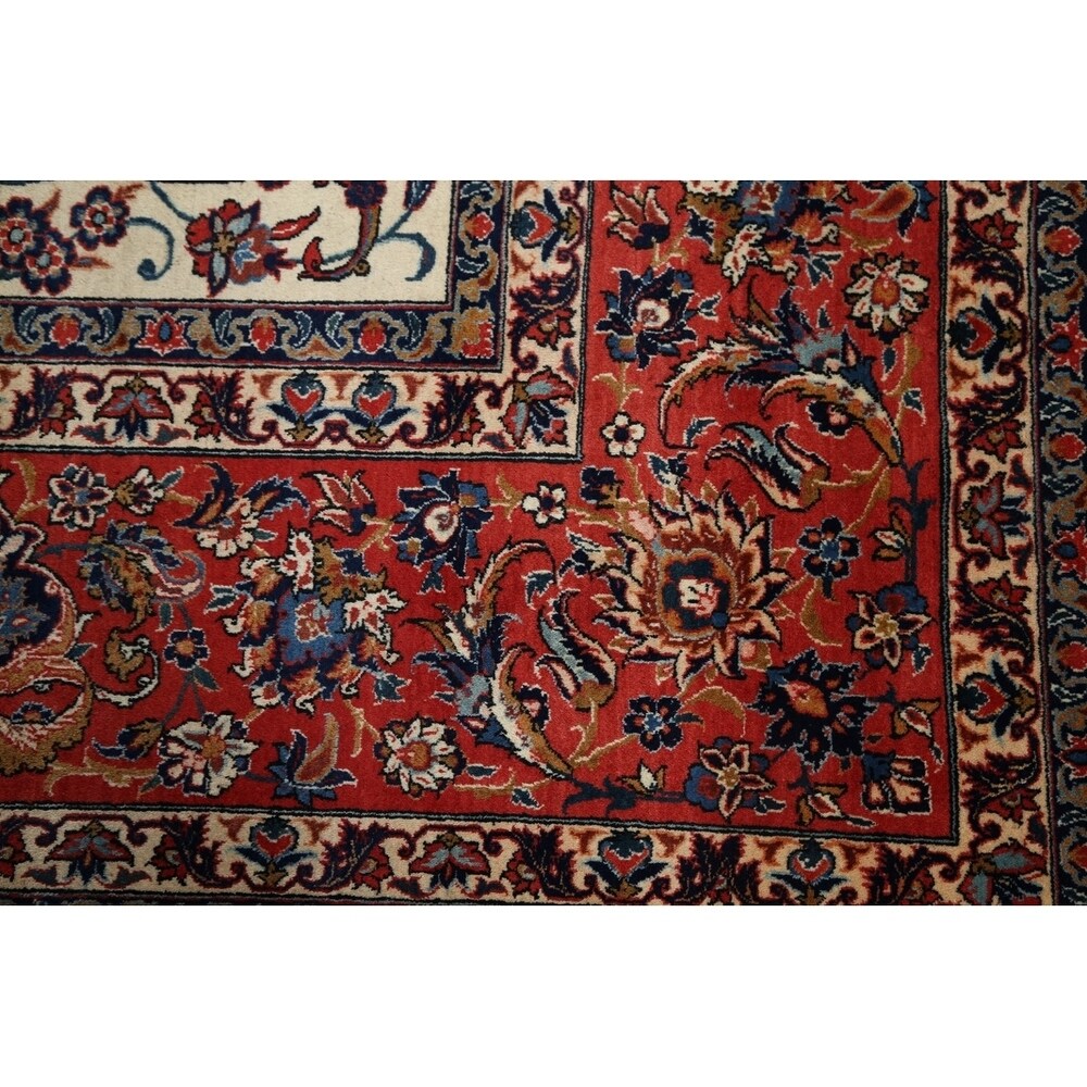 Vintage Isfahan Medallion Hand Knotted Wool Persian Area Rug - 13'1" x 9'4"