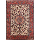 Vintage Isfahan Medallion Hand Knotted Wool Persian Area Rug - 13'1" x 9'4"