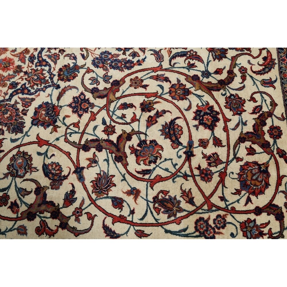 Vintage Isfahan Medallion Hand Knotted Wool Persian Area Rug - 13'1" x 9'4"