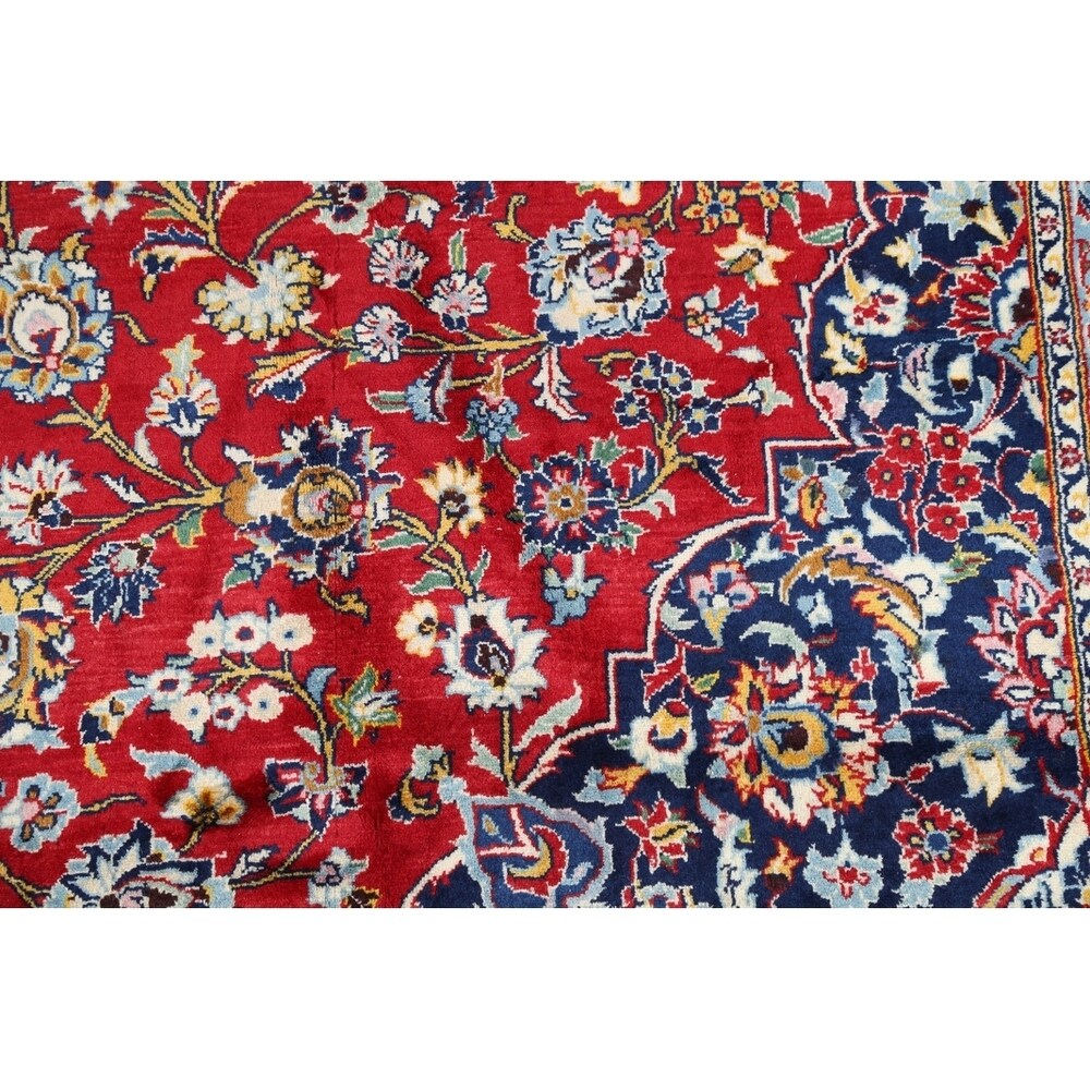 Vintage Kashan Floral Hand Knotted Kork Wool Persian Area Rug - 12'7" x 9'9"