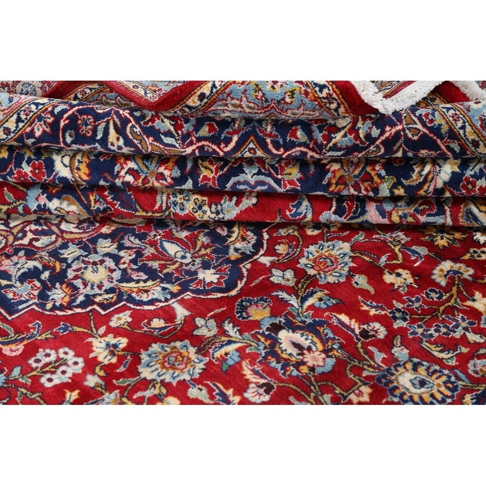 Vintage Kashan Floral Hand Knotted Kork Wool Persian Area Rug - 12'7" x 9'9"
