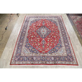 Vintage Kashan Floral Hand Knotted Kork Wool Persian Area Rug - 12'7" x 9'9"
