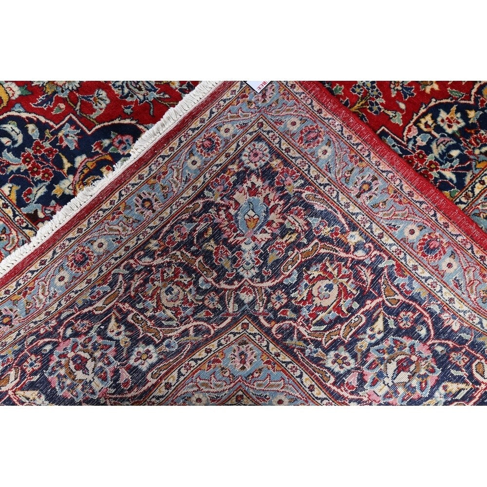 Vintage Kashan Floral Hand Knotted Kork Wool Persian Area Rug - 12'7" x 9'9"