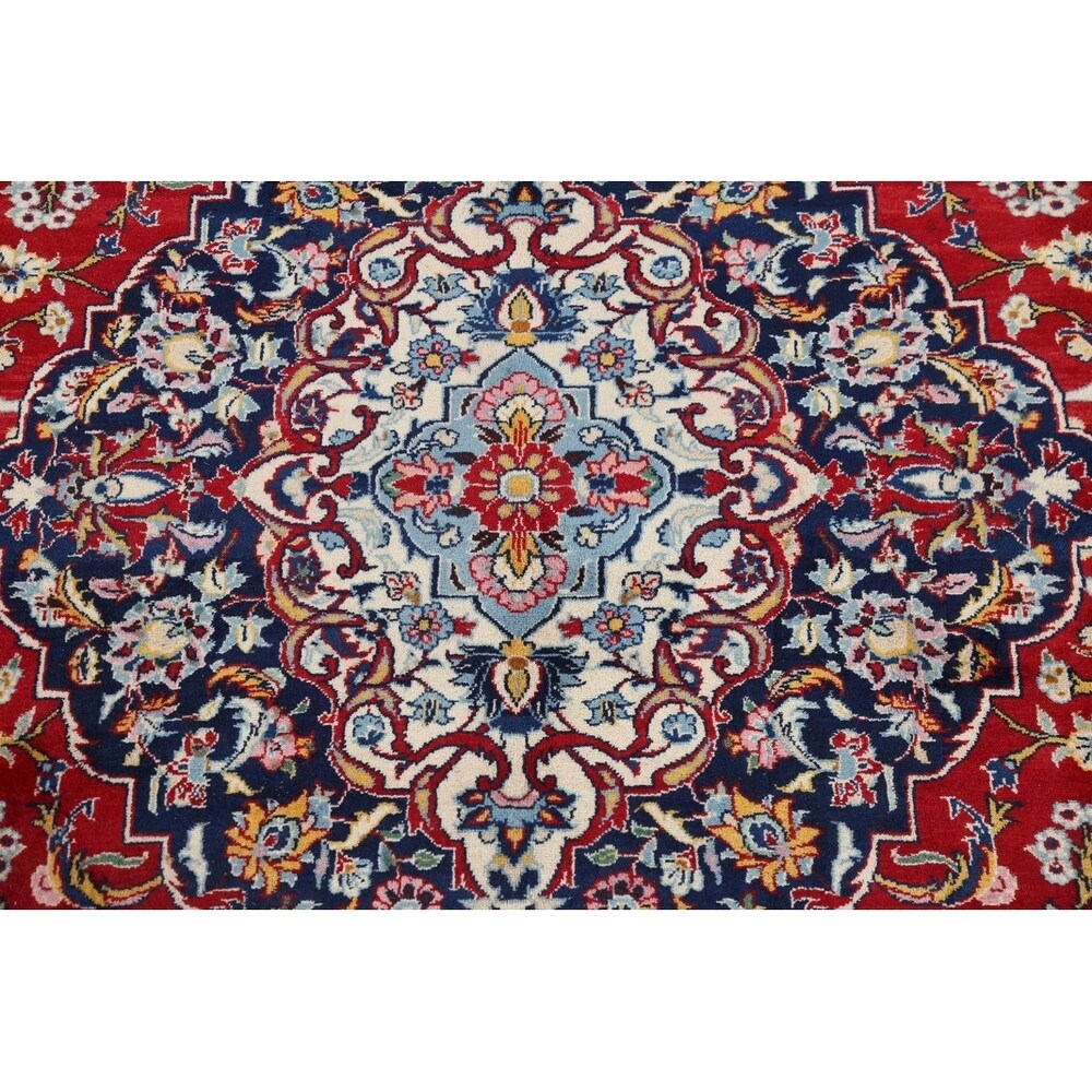 Vintage Kashan Floral Hand Knotted Kork Wool Persian Area Rug - 12'7" x 9'9"