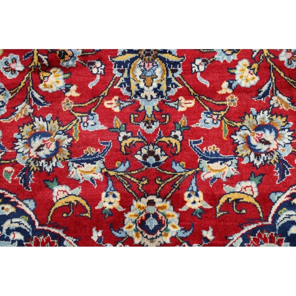 Vintage Kashan Floral Hand Knotted Kork Wool Persian Area Rug - 12'7" x 9'9"