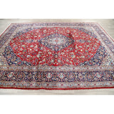 Vintage Kashan Floral Hand Knotted Kork Wool Persian Area Rug - 12'7" x 9'9"