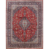 Vintage Kashan Floral Hand Knotted Kork Wool Persian Area Rug - 12'7" x 9'9"