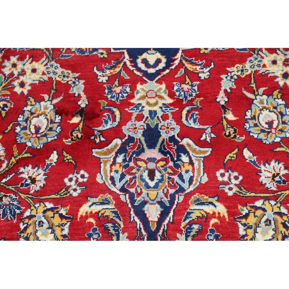 Vintage Kashan Floral Hand Knotted Kork Wool Persian Area Rug - 12'7" x 9'9"