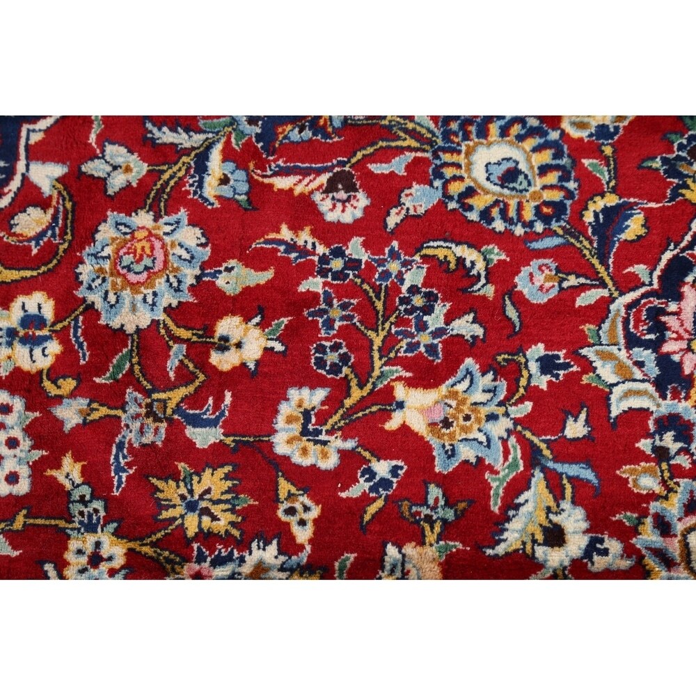 Vintage Kashan Floral Hand Knotted Kork Wool Persian Area Rug - 12'7" x 9'9"