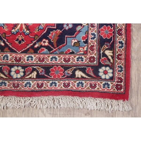 Vintage Kashan Floral Handmade Wool Persian Rug - 10'5" x 2'7" Runner
