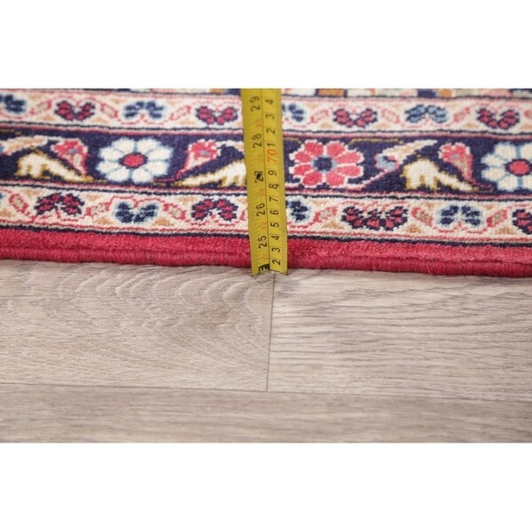 Vintage Kashan Floral Handmade Wool Persian Rug - 10'5" x 2'7" Runner