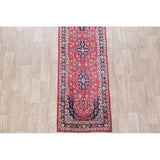 Vintage Kashan Floral Handmade Wool Persian Rug - 10'5" x 2'7" Runner