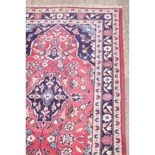 Vintage Kashan Floral Handmade Wool Persian Rug - 10'5" x 2'7" Runner