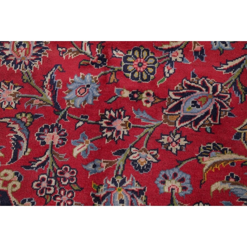 Vintage Kashan Medallion Traditional Hand-Knotted Wool Persian Rug - 10'11" x 8'1"