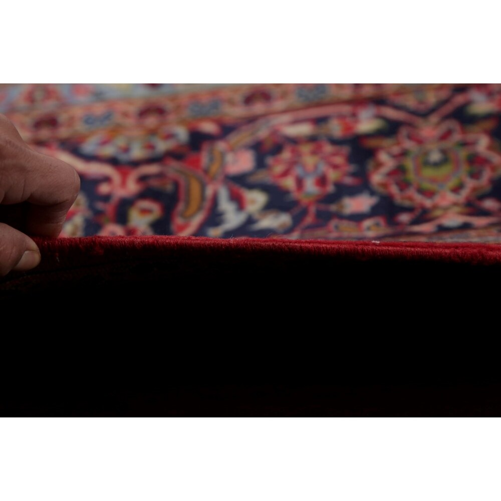 Vintage Kashan Medallion Traditional Hand-Knotted Wool Persian Rug - 10'11" x 8'1"