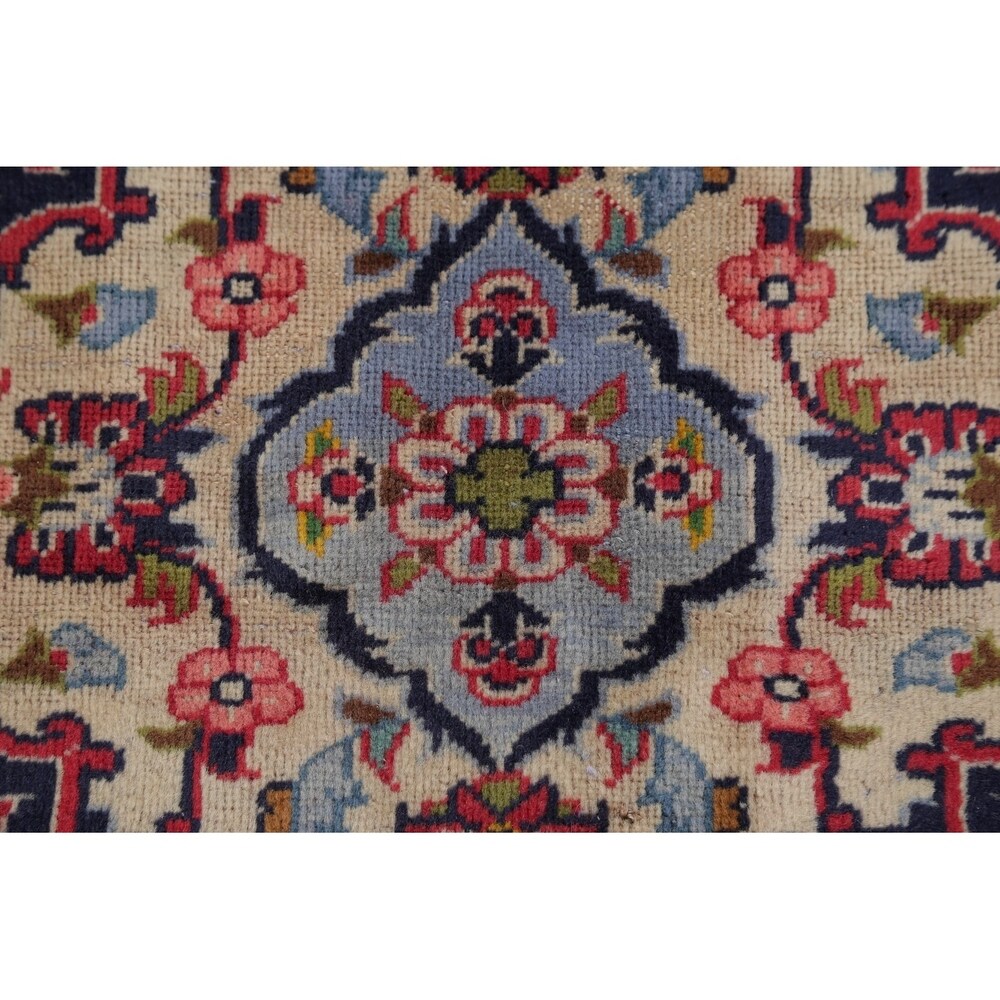 Vintage Kashan Medallion Traditional Hand-Knotted Wool Persian Rug - 10'11" x 8'1"