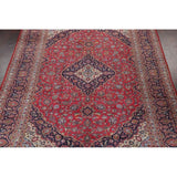 Vintage Kashan Medallion Traditional Hand-Knotted Wool Persian Rug - 10'11" x 8'1"