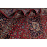 Vintage Kashan Medallion Traditional Hand-Knotted Wool Persian Rug - 10'11" x 8'1"