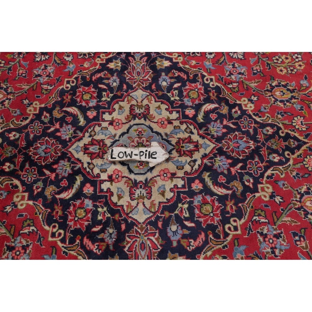 Vintage Kashan Medallion Traditional Hand-Knotted Wool Persian Rug - 10'11" x 8'1"