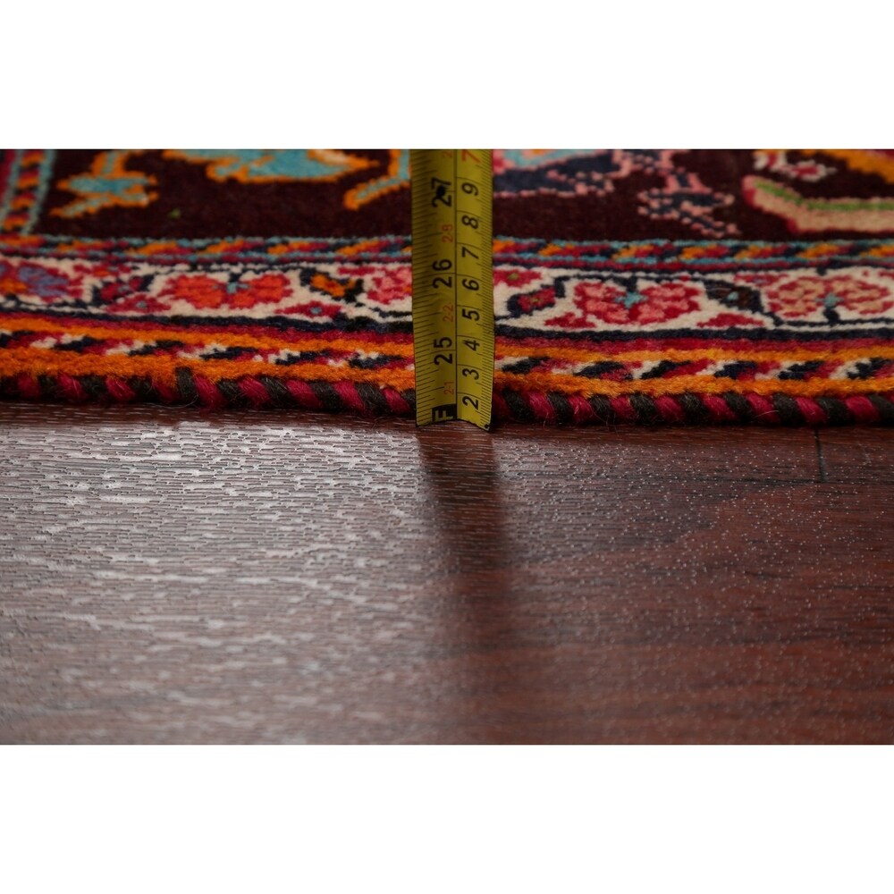 Vintage Kashkoli Geometric Hand-Knotted Wool Persian Oriental Area Rug - 9'7" x 6'8"