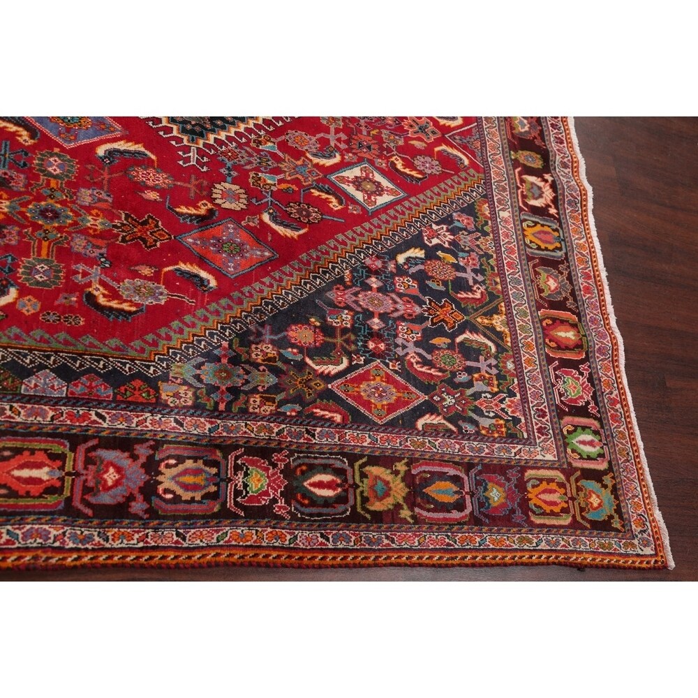 Vintage Kashkoli Geometric Hand-Knotted Wool Persian Oriental Area Rug - 9'7" x 6'8"