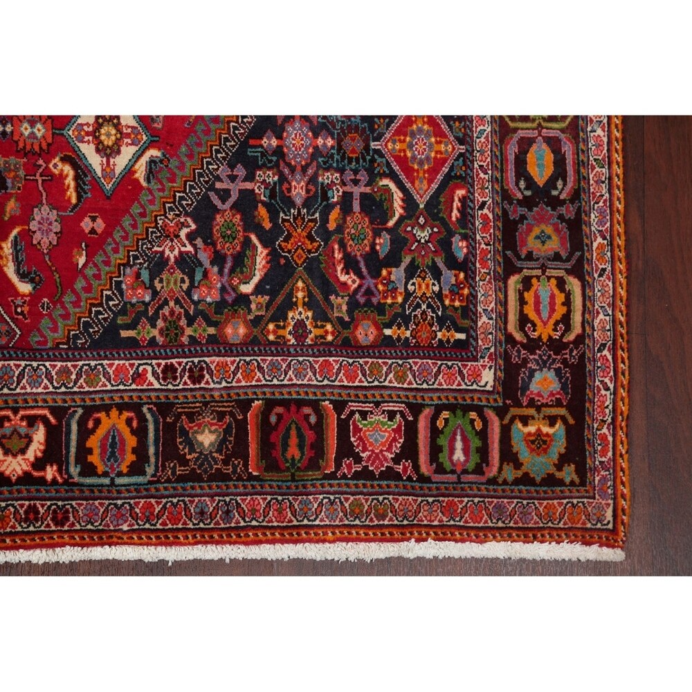 Vintage Kashkoli Geometric Hand-Knotted Wool Persian Oriental Area Rug - 9'7" x 6'8"